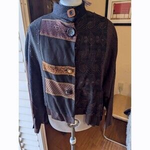 Vintage Donna Jessica Upcycled look mixed patchwork oversized Lagenlook jacket